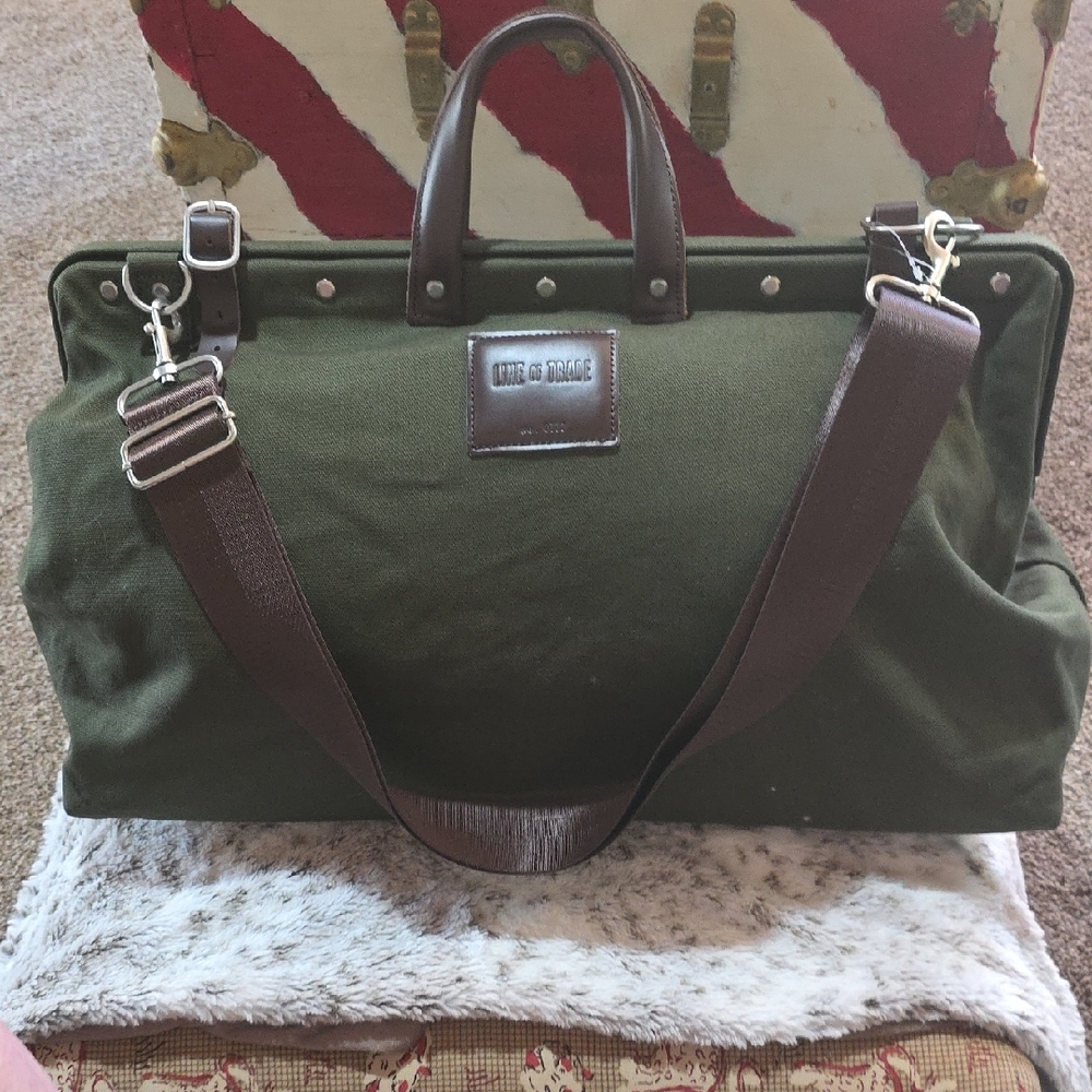 'Line Of Trade' Olive Green Men's Canvas Weekender Bag